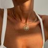 Luxury Sunflower Pendant Clavicle Chain Necklaces for Women Fashion Alloy Trendy Retro Punk Choker Necklace Gold Silver Color Jewelry