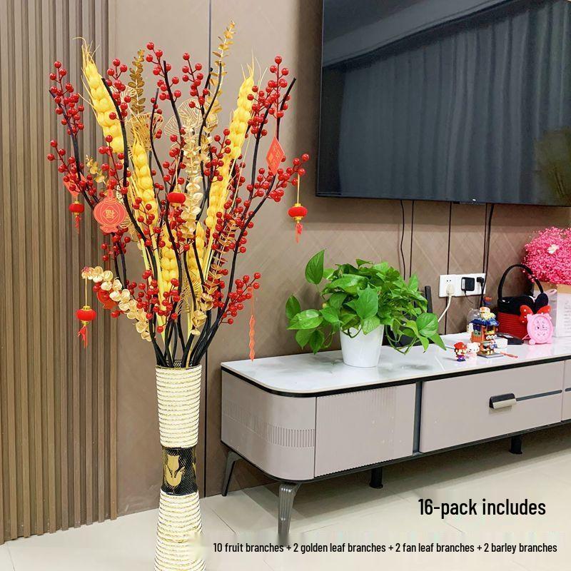 Red Berries New Year Floor Decoration: Artificial Flower Arrangement for Weddings & Housewarming