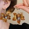 Серьги-кольца с цветами из смолы для женщин, темпераментные, с крючком для уха, художественный темперамент, легкая роскошь, ювелирные изделия в стиле фейрикор