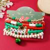 Christmas Bracelet Set, Beaded Soft Pottery Santa Claus Elastic Bracelet Gifts, Accessories