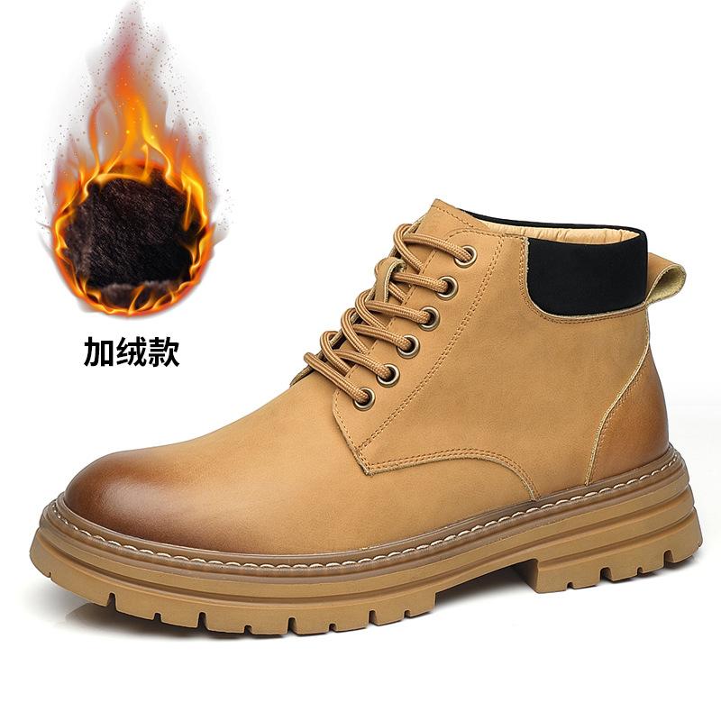 МодаОсень-зима Новые дизайнерские кожаные ботинки для мужчин Модные повседневные британские туфли на платформе Мужские однотонные роскошные рабочие ботинки для мужчин