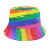 Hat Rainbow Color-block Hat Reversible Wearable Basin Hat Summer Outdoor Sun Hat Fashion Colorful