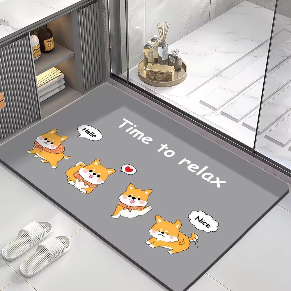 Коврик для ванной комнаты с изображением мультяшной панды, впитывающий воду, быстросохнущий, устойчивый к грязи, противоскользящий, диатомовый грязевой коврик для ног
