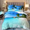 Seaside Landscape 3D Digital Printing Three-Piece Set, Polished Bedding, Beach Quilt Cover