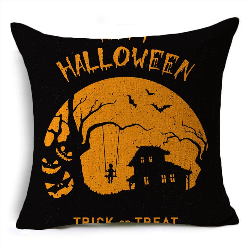 Модный классический оранжевый Хэллоуин, лунная ночь, летучая мышь, призрак, льняная наволочка, декоративная наволочка для дивана, гостиной, вечеринки