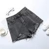 Брюки Классика и минимализм Мода Универсальные Неровные Необработанные Края Высокая Талия Женские Летние Сломанные Свободные Широкие Джинсовые Шорты Индивидуальность