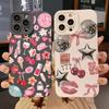 Sparkly Crystal Ball Pink Bow Cherry Pattern Phone Case For iPhone 16 15 14 13 12 11 Pro Max 16E 7 8 Pus XR XS X SE Soft Cover