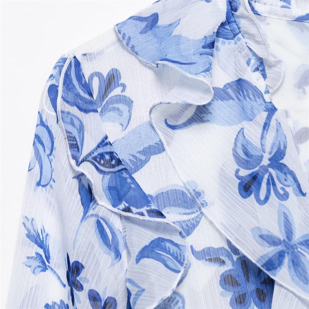 Весна/Лето 2025 Женское Приталенное Миди-платье с V-образным вырезом, поясом и принтом