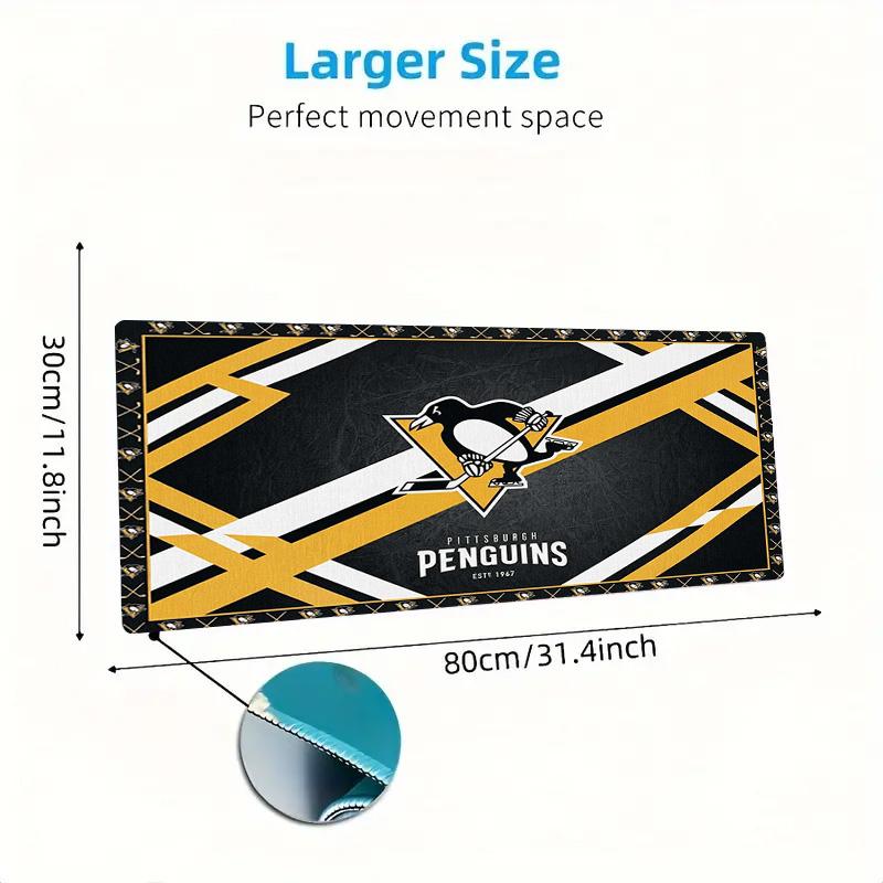 Коврик для мыши Pittsburgh Penguins Большой игровой коврик для стола Нескользящий Коврик для ноутбука и планшета XXL Коврик для мини-ПК с заблокированным краем