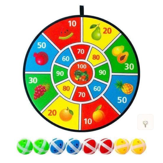 1 Set Gooey Ball Dart Board Sticky Balls Colorful Animal Print Great Stickiness Wall-mounted Kids Decompression Throwing Target Ball
