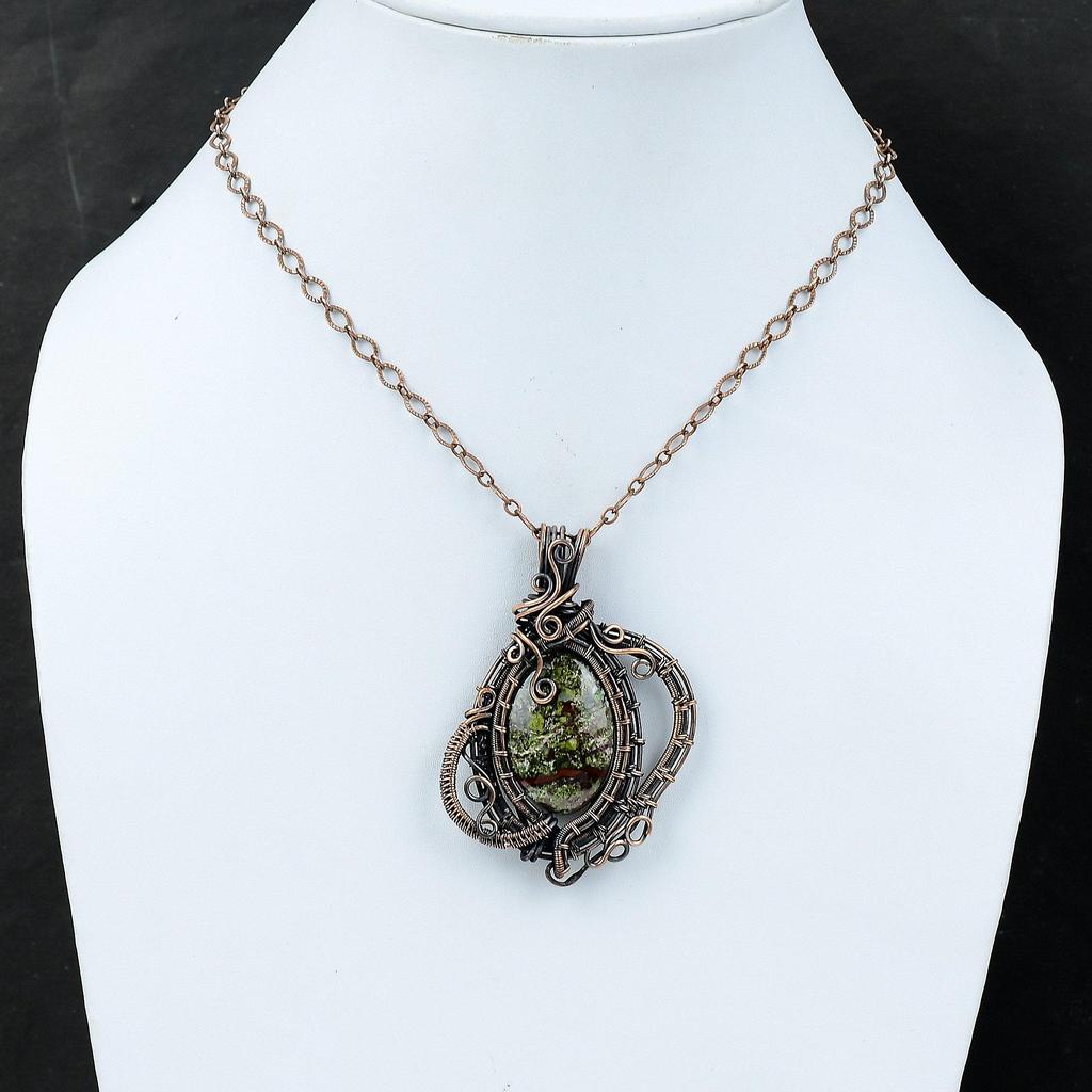 Дракон Кровавый Камень Кулон Медная Проволока Обернутая Драгоценным Камнем Кулон Ювелирные Изделия Ручной Работы Элегантный Кулон Проволока Обернутые Ювелирные Изделия Медные Дизайнерские Ювелирные Изделия