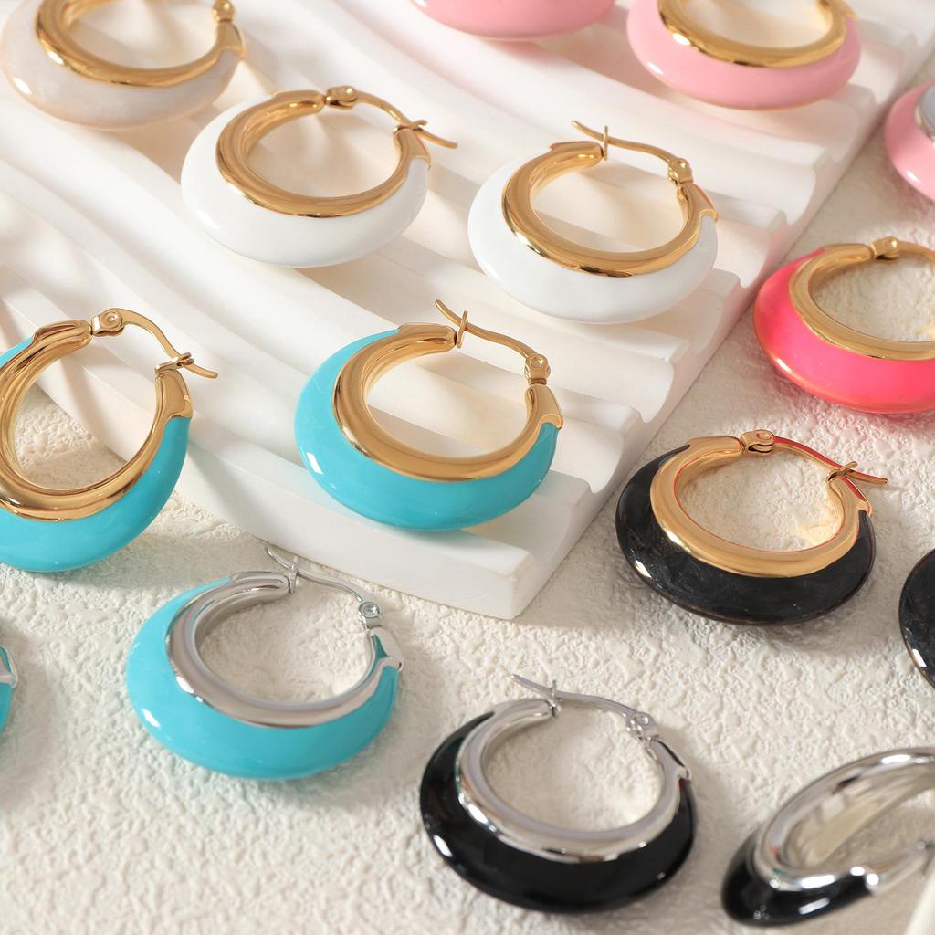 Ретро Эпоксидные Серьги-Кольца с Эмалью: Модный, Высококлассный и Универсальный