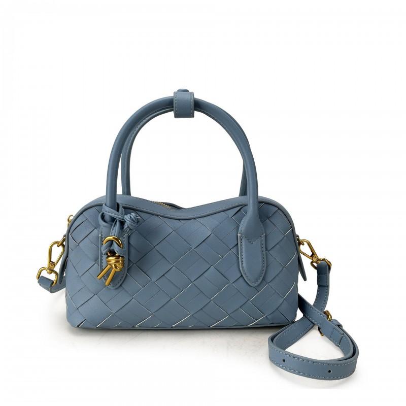 Genuine Leather Woven Shoulder Bag Women Soft Pillow Shape Crossbody With Zip Inner Phone Pocket