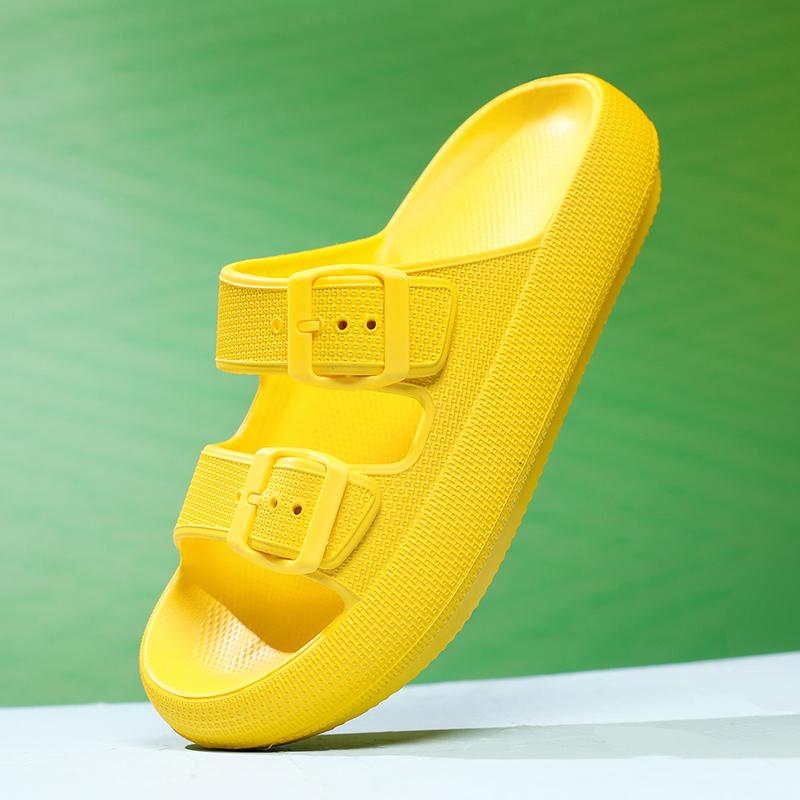 2024 Летние тапочки из ЭВА для женщин, мягкие пляжные сандалии на толстой платформе, женские шлепанцы, дизайн, желтый, розовый, утолщение