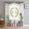 Christmas Winter Plant Bow Curtains For Living Room Bedroom Home Decoration Window Voile Tulle Curtain Drapes