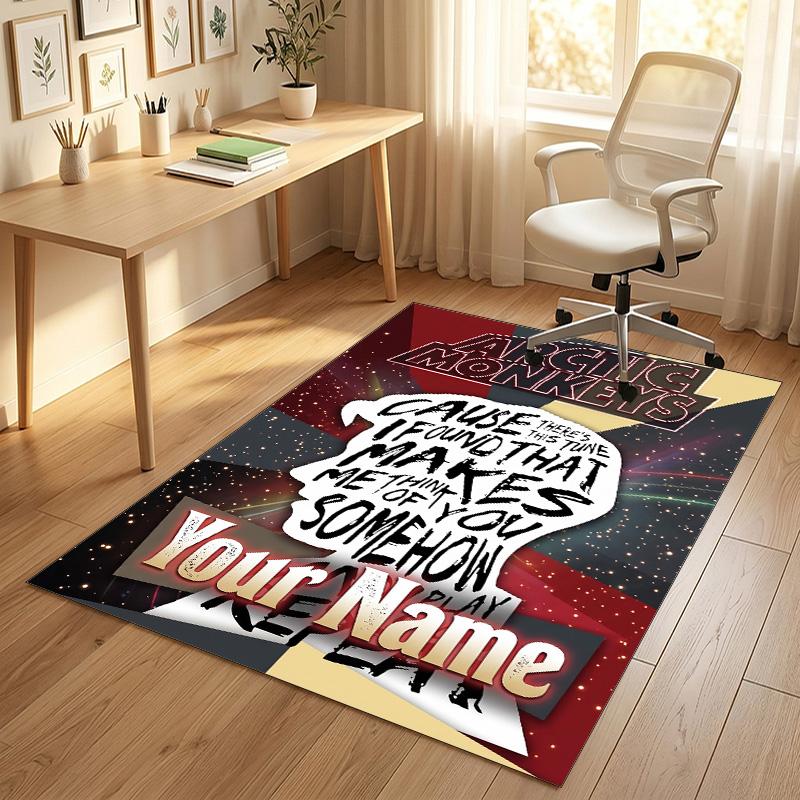 Personalized Crystal Velvet Carpet,Arctic Monkeys Custom Printed Name, Plush Area Rug For Home Indoor Decor