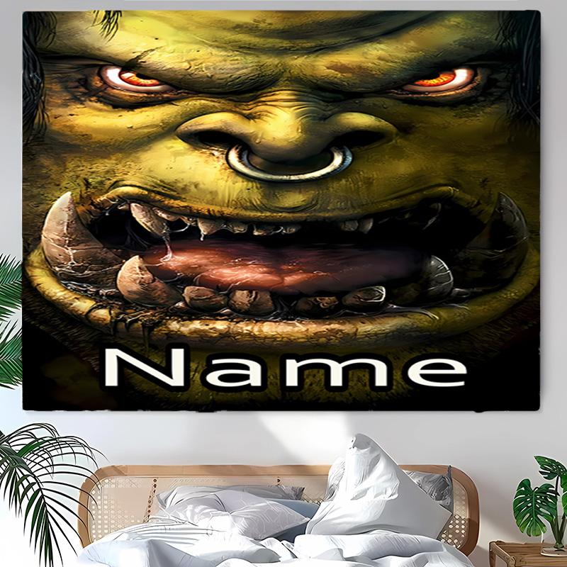 Personalized World of Warcraft Background Tapestry,Custom Name Birthday Party,Multifunctional Wall Decoration for Home Decor,Various Occasions