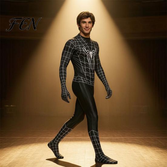 Spiderman Theme Suit Spider Hero Full Bodysuit with Mask, Coverage Zentai Costume for Outfit Kids Adults, Stretchy Cosplay Fancy Dress Halloween