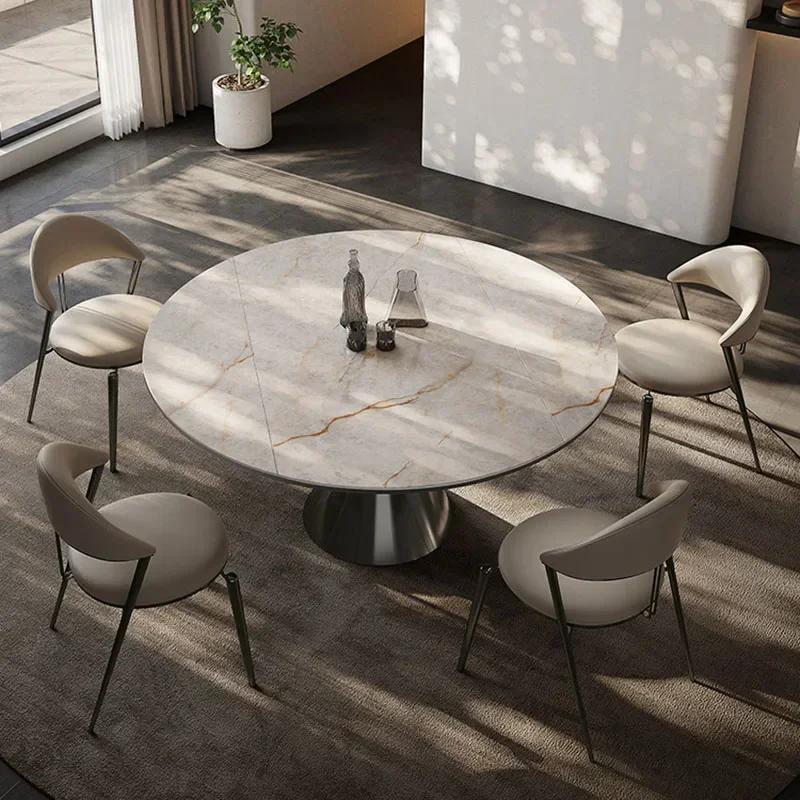 Runder Marmor-Esstisch Nordic Beauty Bequemer Wohnzimmer-Esstisch Minimalistisches Design Jantar Küchenmöbel