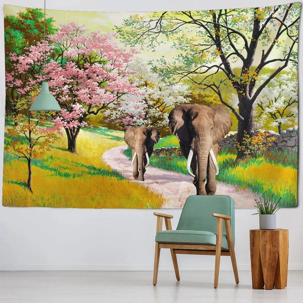 Cheetah Elephant Wildlife Tapestry Office Living Room Tapestry Home Wall Decoration Tapestry