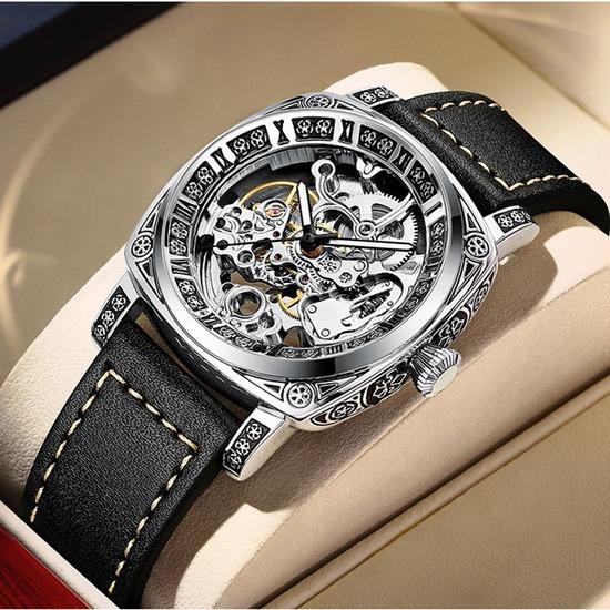 Мужские механические часы Светящиеся водонепроницаемые многофункциональные резные механические часы