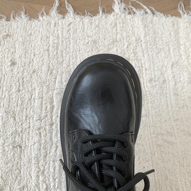 Японские черные туфли из кожи женские туфли 2025 года новые осенне-зимние ретро-платформы с утолщением универсальные туфли Мэри Джейн на шнуровке