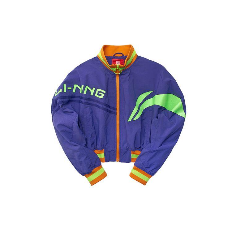 Li Ning Куртка женская свободного кроя с воротником-стойкой, повседневная, фиолетовая, AJDP028-3