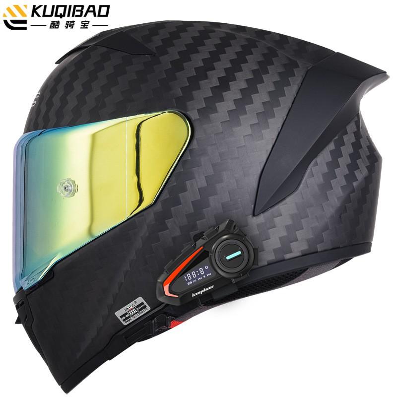 Carbon Fiber Full Face Motorcycle Helmet Dual Visor Winter Racing Motorbike Men Women