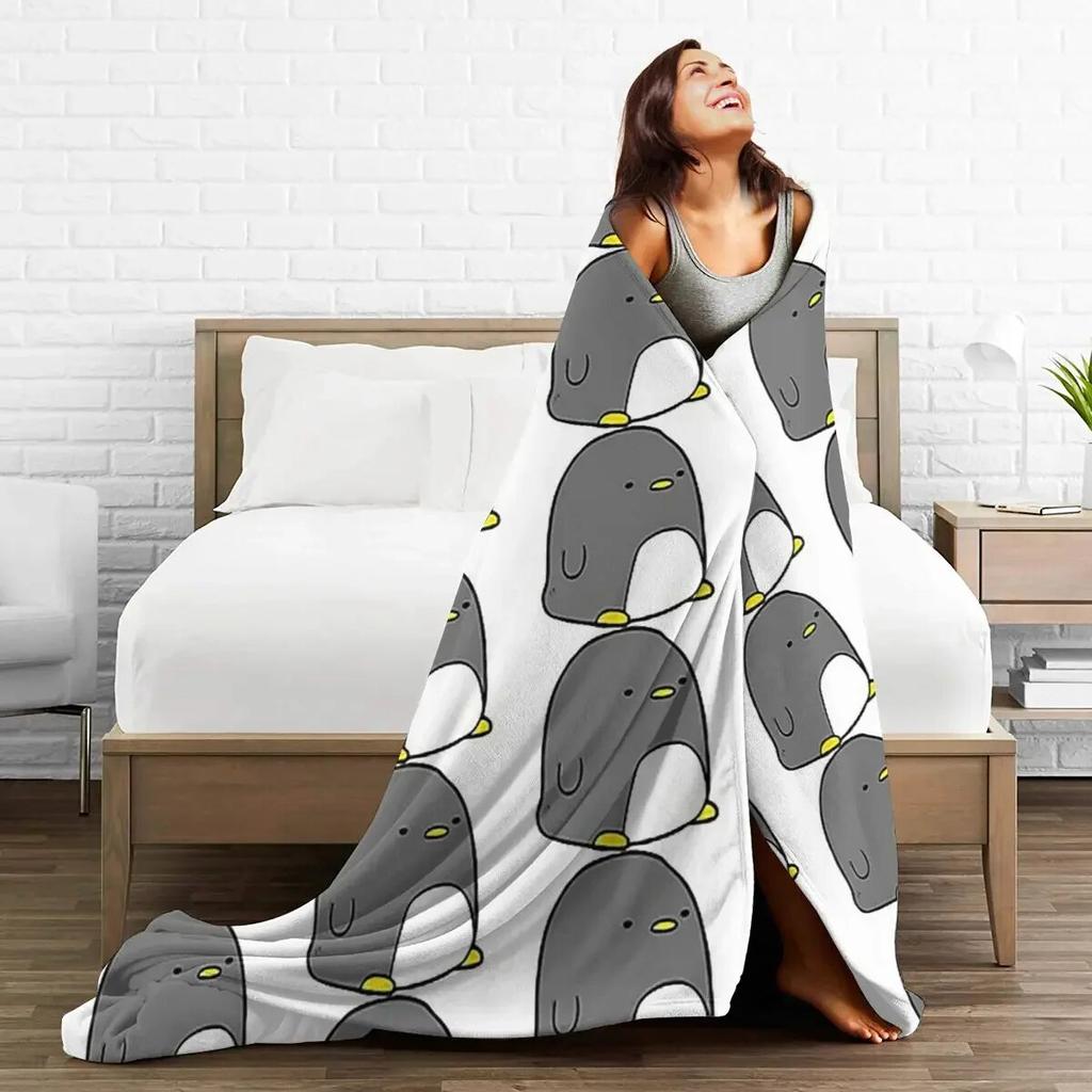 Cute Cuddly Penguin Blankets Soft Warm Flannel Throw Blanket Bedspread for Bed Living Room Picnic Travel Home Sofa