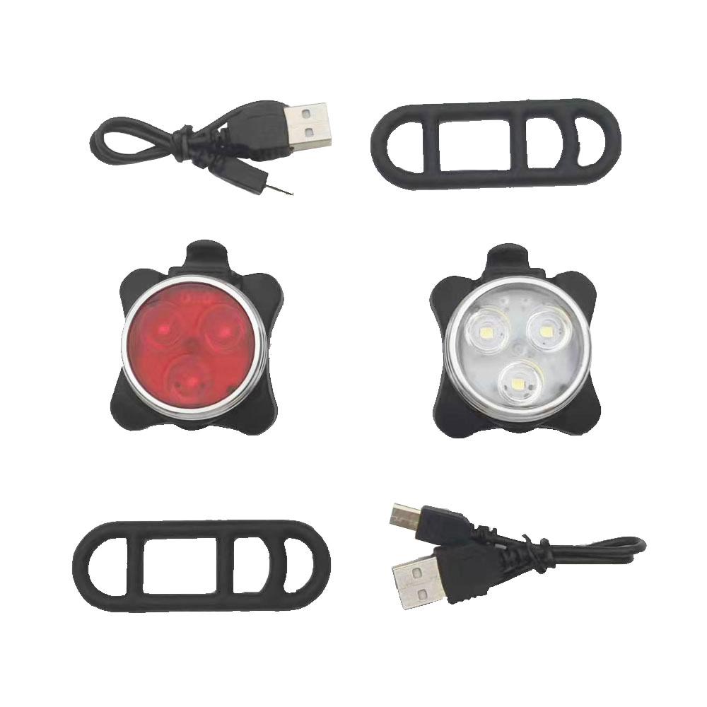 USB Rechargeable Bike Light Set Super Bright Front Headlight and Rear LED Bicycle Light Set