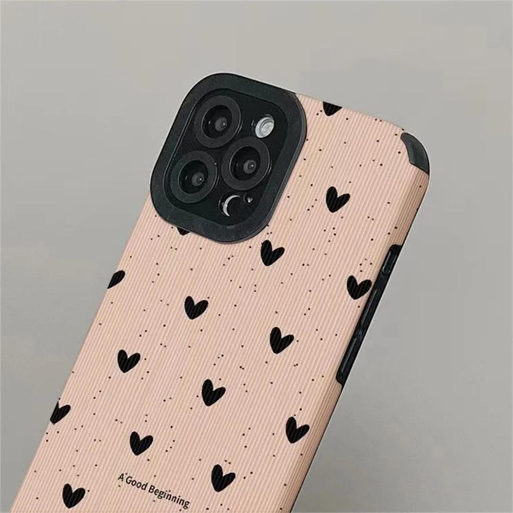 Модный чехол для телефона Little Love Heart для iPhone 14 12 15 11 13 Pro Max Mini SE X XS XR 78 Plus, силиконовый кожаный противоударный чехол
