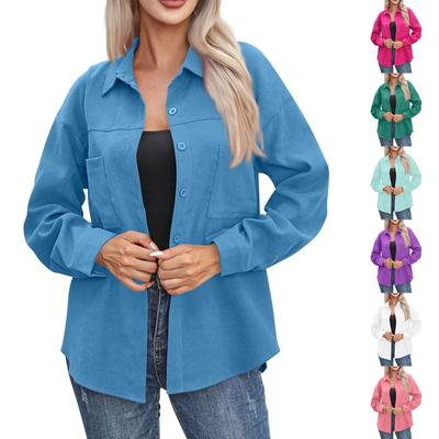 Женская повседневная рубашка средней длины с длинным рукавом, однотонные топы