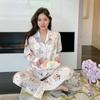 Новая весенне-осенняя одежда с длинным рукавом и тонким рисунком для дома, милая студенческая легкая роскошная пижама, женский комплект брюк