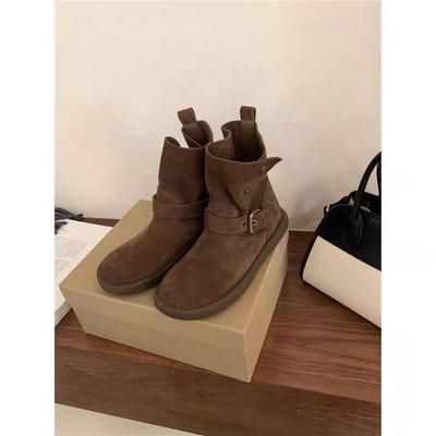 Ретро универсальные мартинсы на высокой платформе для женской коллекции осень-зима 2025, новые двухсторонние короткие ковбойские ботинки, короткие ботинки цвета майард браун