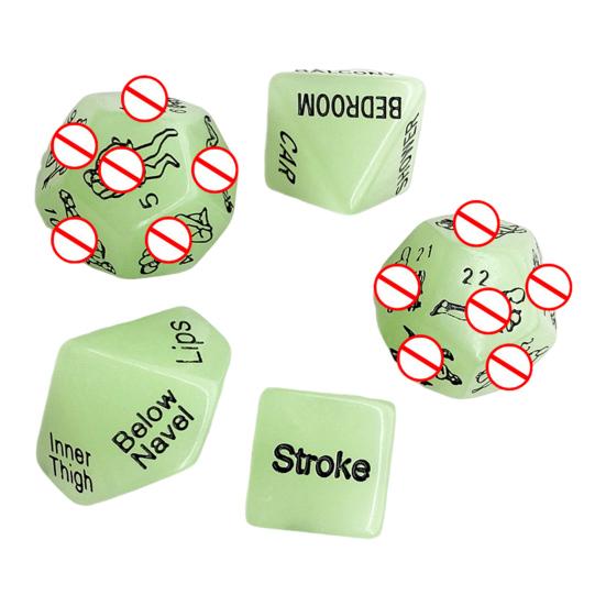 Игровой набор из 5 игральных костей Naughty Dice, светящиеся в темноте акриловые игральные кости Sexy Love для вечеринки в паре с золотыми узорами