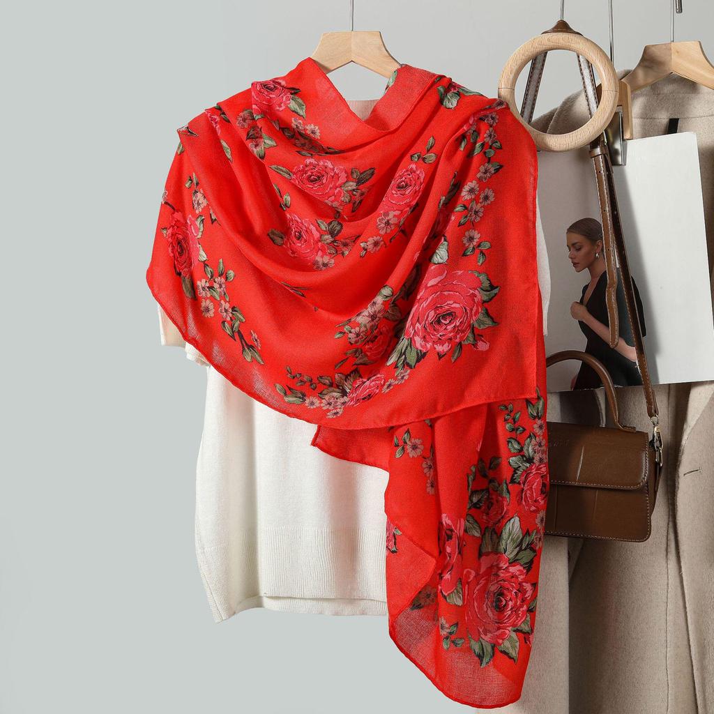 Женский платок с этническим принтом Синьцзяна - Ретро стиль для весенне-осенних путешествий