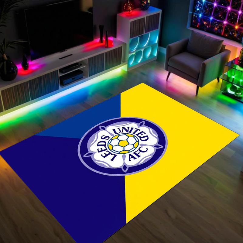 Leeds United Football Design Crystal Velvet Carpet Cozy Non?Slip Printed Rug For Bedroom Living Room Entrance