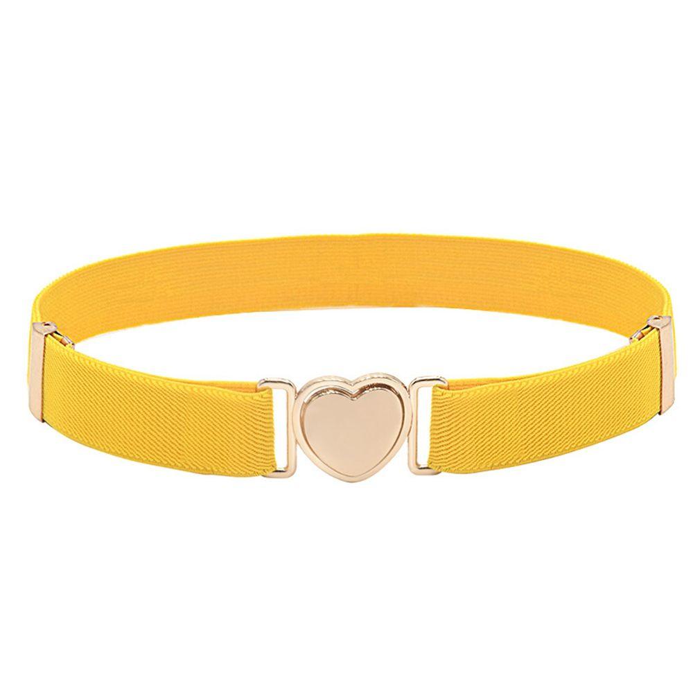 Canvas Girl Solid Color Waist Belt Punch-free Waistband Children Stretch Belts Heart Shape Buckle