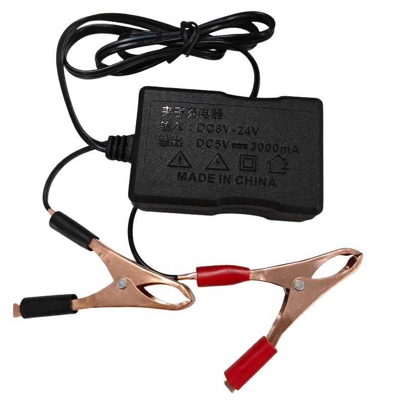Портативный USB-адаптер питания 12 В 24 В на 5 В, 3 порта для зарядки, зажим-крокодил для аккумулятора, для автомобиля, грузовика, кемпинга, аварийного использования