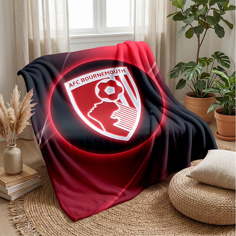 Bournemouth Football Print Flannel Blanket, Soft Warm Lightweight Throw Blanket for Sofa Bed Camping
