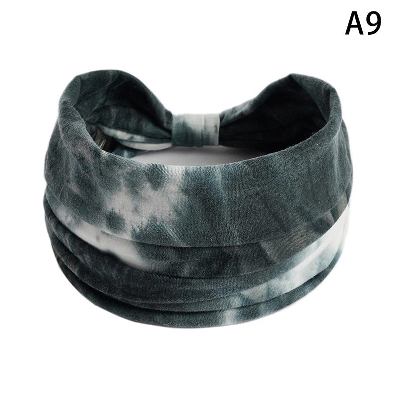 Tie-Dye Boho Knot Turbans Yoga Elastic Head Wrap Women Headband Wide Hairbands Headwear Bandanas Hair Band Accessories