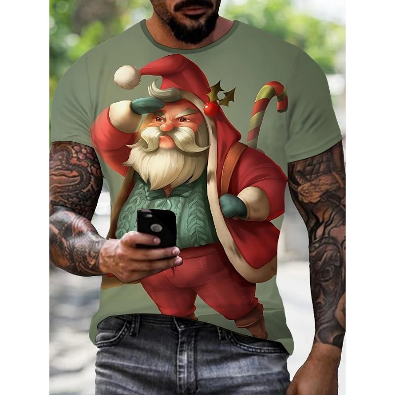 Мужская футболка большого размера с 3D праздничным рождественским принтом, свободная и повседневная, мягкая и удобная, дышащая, для занятий спортом на открытом воздухе