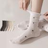 5 Pairs Polka Dot Stacked Socks Women's Spring and Summer Thin Medium-length Mesh Breathable Anti-odour Cotton Socks Boneless One-piece Machine Sewing
