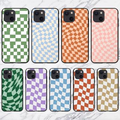 Чехол для телефона в клетку для IPhone 13 12 11 XS X 8 7 6 Plus Mini Pro Max SE 2022, мягкий черный чехол для телефона