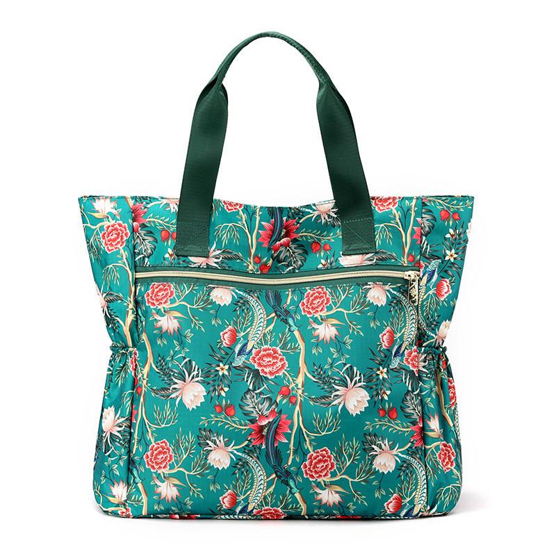 Stylish Urban Nylon Shoulder Bag For Women Spacious Tote Bag With Chic Floral Patterns