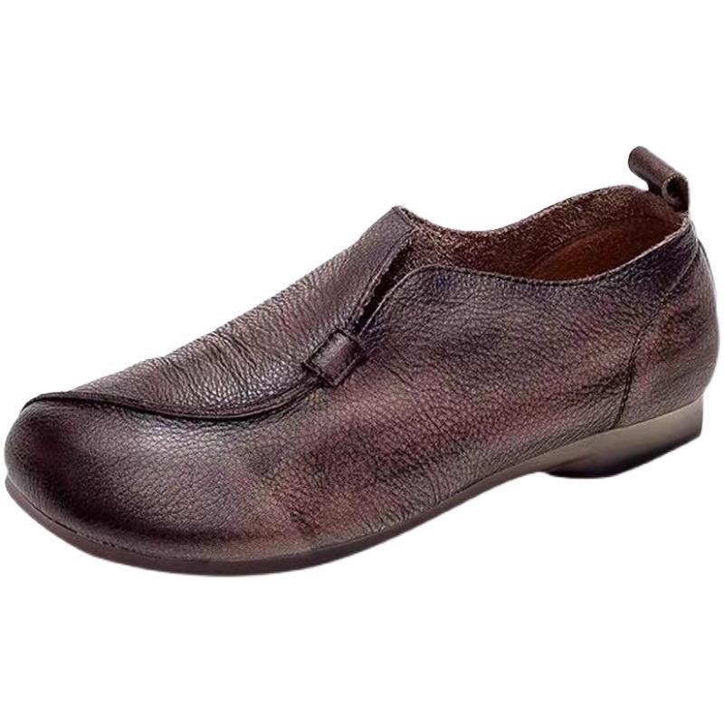 Модные коричневые кожаные мокасины в стиле ретро, женские дизайнерские балетки с V-образным вырезом, повседневные туфли с круглым носком, женские туфли Zapatos Mujer