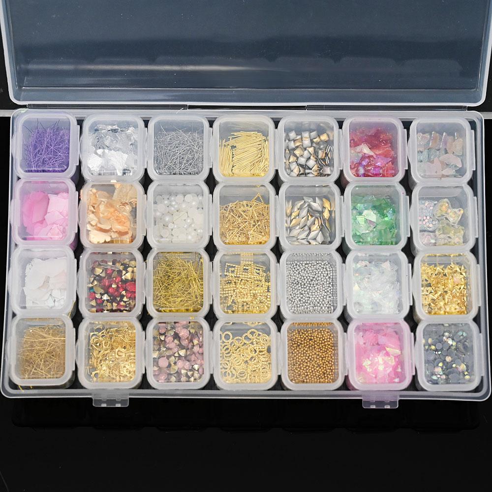 28 полосок/набор, смешанные 3D сплавы для ногтей, стразы, ювелирные изделия, подвески, украшения, набор для ногтей, ракушка, жемчужные принадлежности, аксессуары 3D8