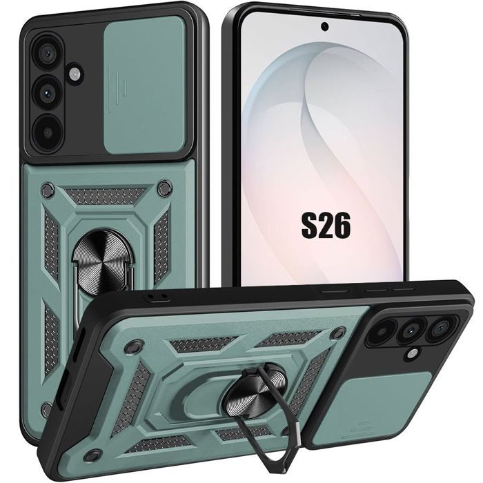 Coque pour Samsung Galaxy S26, Protection Robuste Renforcée avec Cache Caméra Anti-Rayures - Vert
