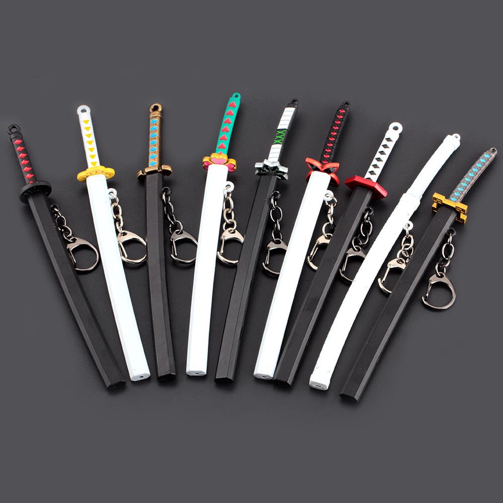 Anime Demon Slayer Sword Keychain Cartoon Blade of Ghost Keyring Sword Model Cosplay Jewelry