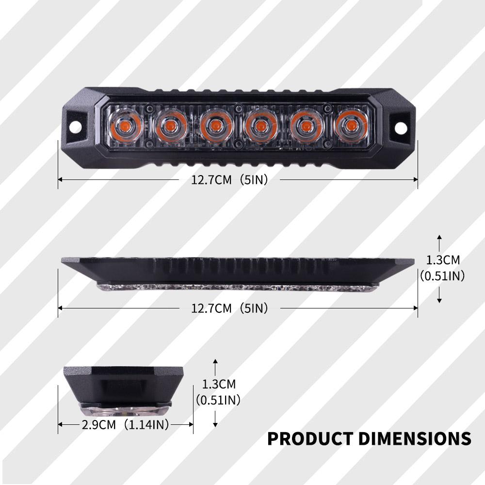 1pcs 6Led Strobe Warning Light Strobe Grille Flashing Lightbar for Emergency Truck Beacon Lamp Amber Car Traffic Light 12-24V